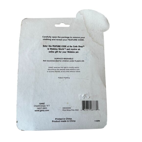 Webkinz Pink Stripe Polo Shirt Dogs Cats NEW KinzStyle Code Accessory Clothes - Picture 3 of 3